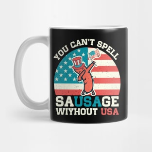 You Can't Spell Sausage Without Usa Funny Patriotic Quote Mug